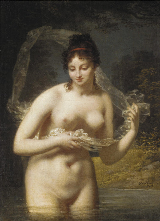 Nude in a Lake, vintage artwork by Jacques-Antoine Vallin, 12x8" (A4) Poster