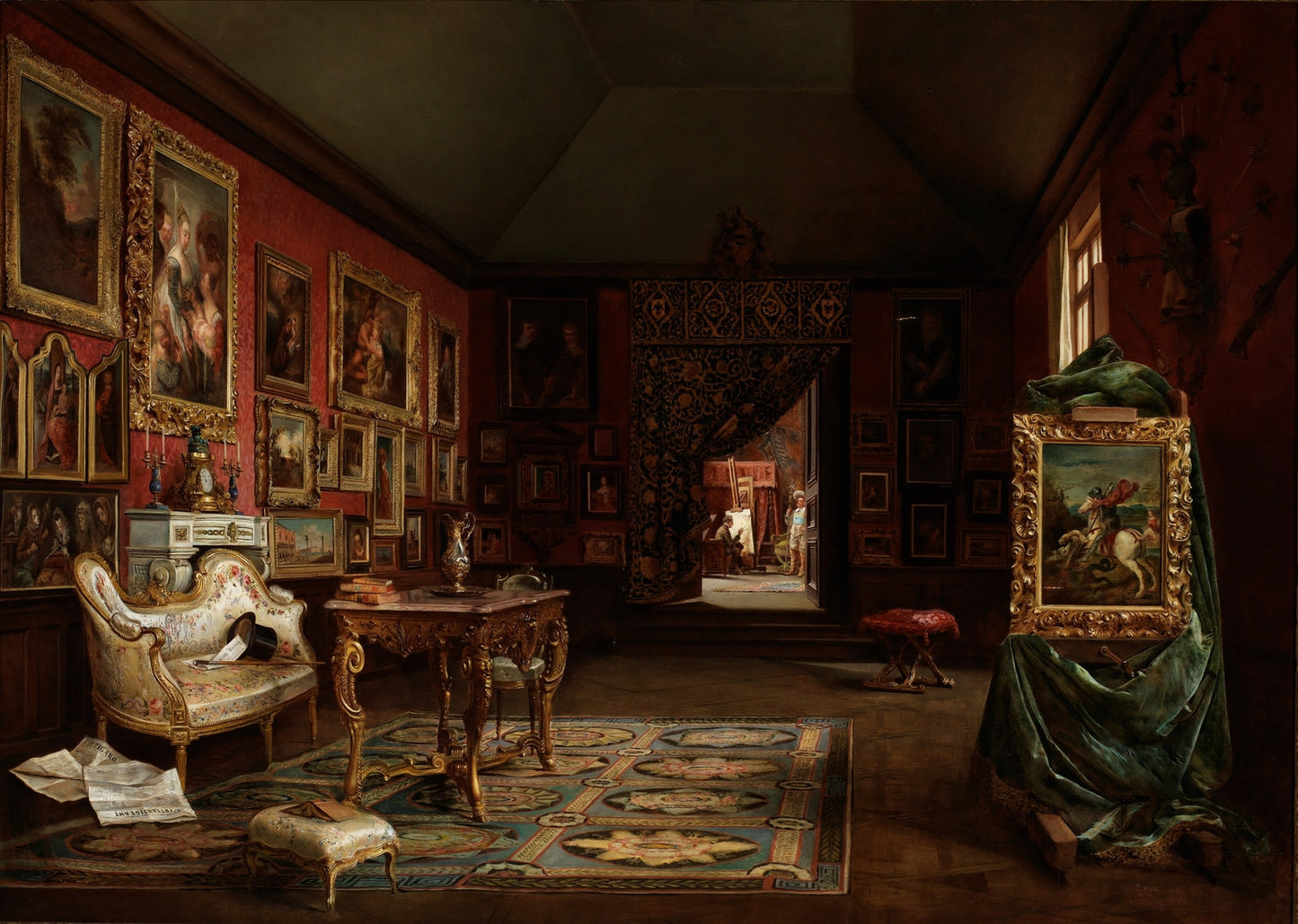 The Painter’s Study, vintage artwork by Ignacio de Leon y Escosura, 12x8" (A4) Poster