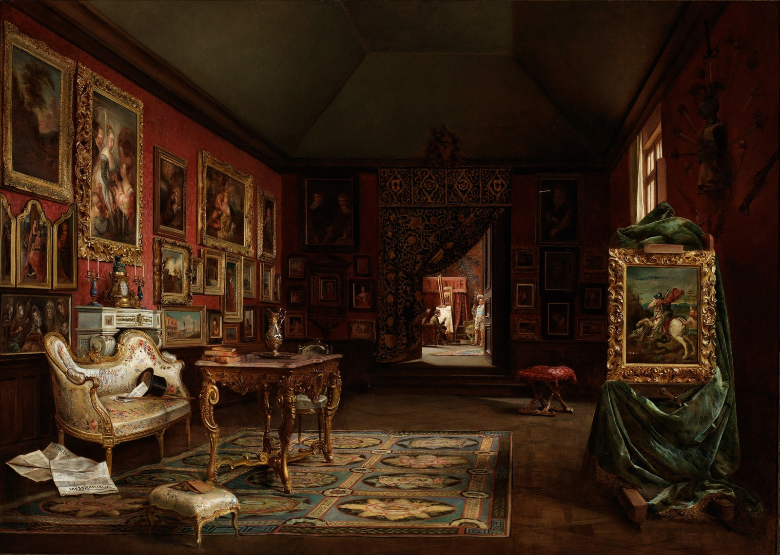 The Painter’s Study, vintage artwork by Ignacio de Leon y Escosura, 12x8" (A4) Poster