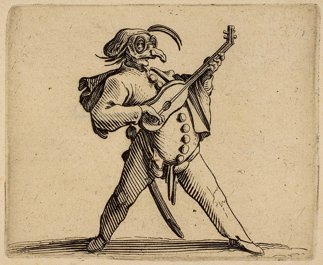 Punchinello Figure, vintage artwork by Jacques Callot, 12x8" (A4) Poster