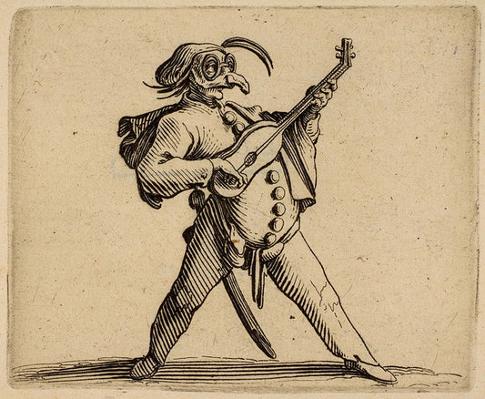 Punchinello Figure, vintage artwork by Jacques Callot, 12x8" (A4) Poster