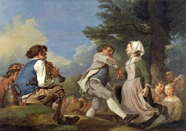 Village Dance, vintage artwork by Hugues Taraval, 12x8" (A4) Poster