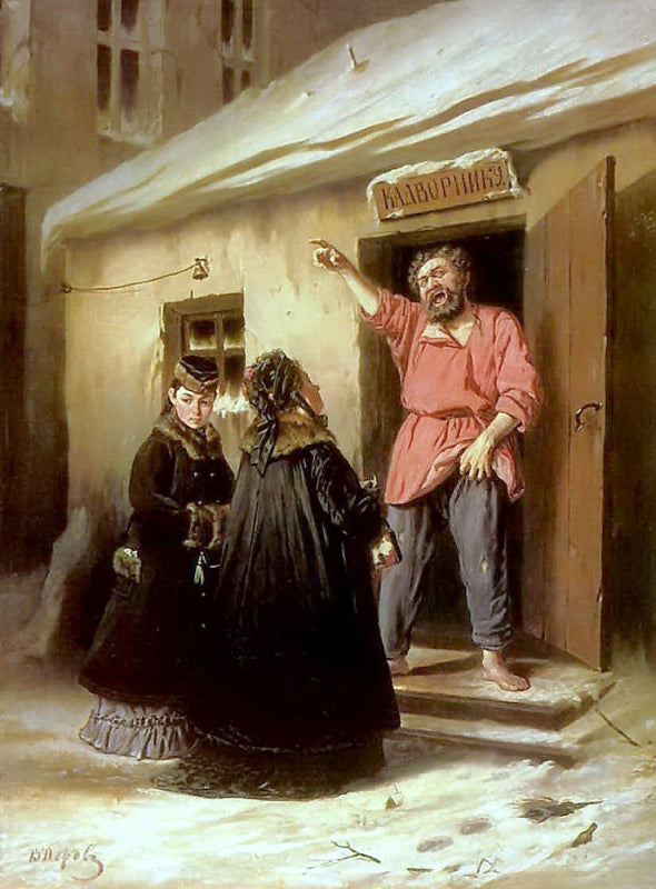 Caretaker Letting an Apartment to a Lady, vintage artwork by Vasily Grigoryevich Perov, 12x8" (A4) Poster