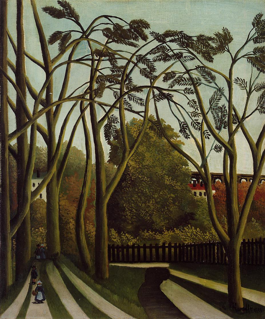 Landscape on the Banks of the Bievre at Bicetre, Spring, vintage artwork by Henri Rousseau, 12x8" (A4) Poster