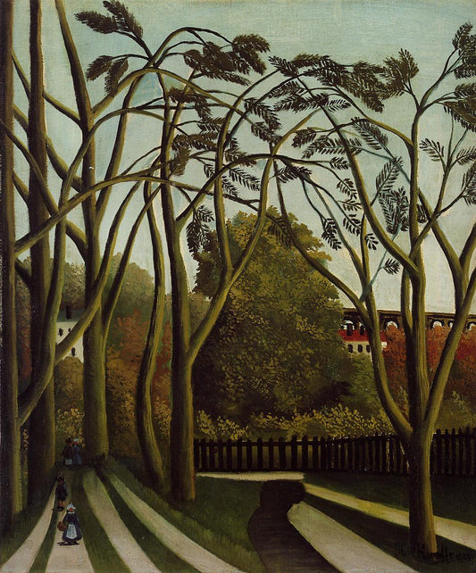 Landscape on the Banks of the Bievre at Bicetre, Spring, vintage artwork by Henri Rousseau, 12x8" (A4) Poster