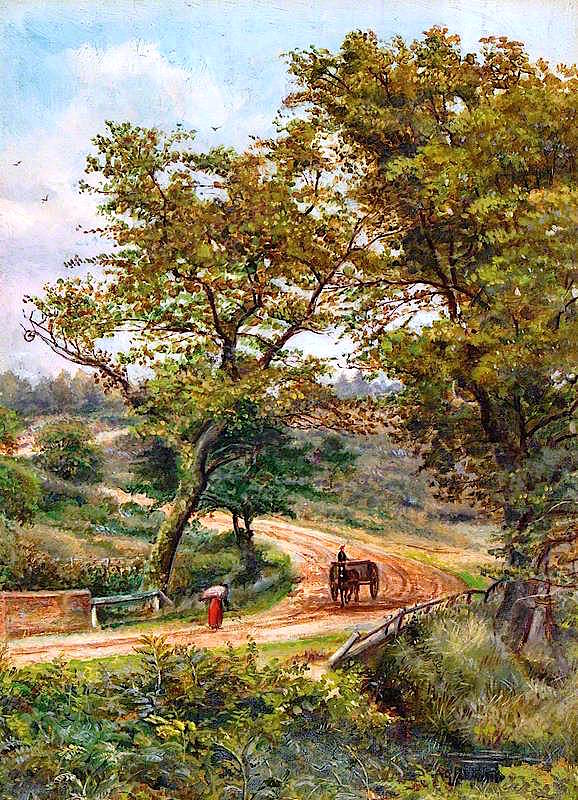 Landscape, Suffolk View, vintage artwork by Frederick Davy, 12x8" (A4) Poster