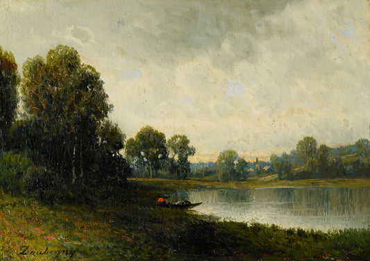 by  a Lakeside, vintage artwork by Charles-François Daubigny, A3 (16x12") Poster Print