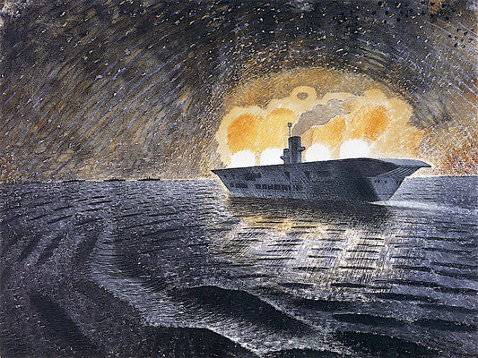 HMS Ark Royal in Action, vintage artwork by Eric Ravilious, 12x8" (A4) Poster