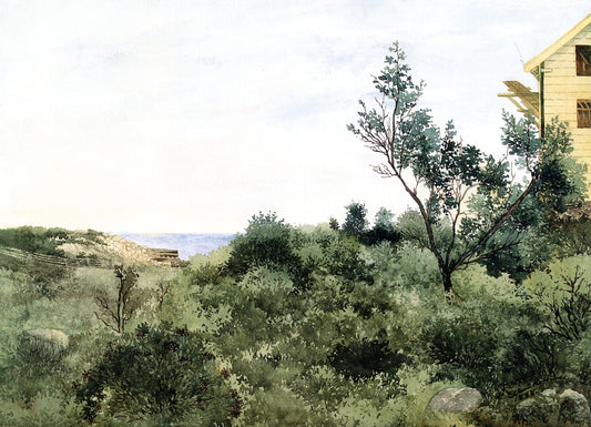 View from Richter Cottage, Isle of Shoals, New Hampshire, vintage artwork by Ellen Robbins, 12x8" (A4) Poster