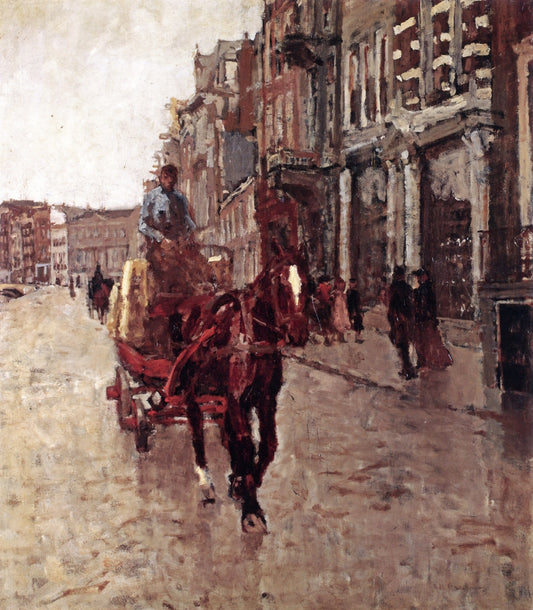A Horse Drawn Cart on the Rokin, Amsterdam, vintage artwork by George Hendrik Breitner, 12x8" (A4) Poster