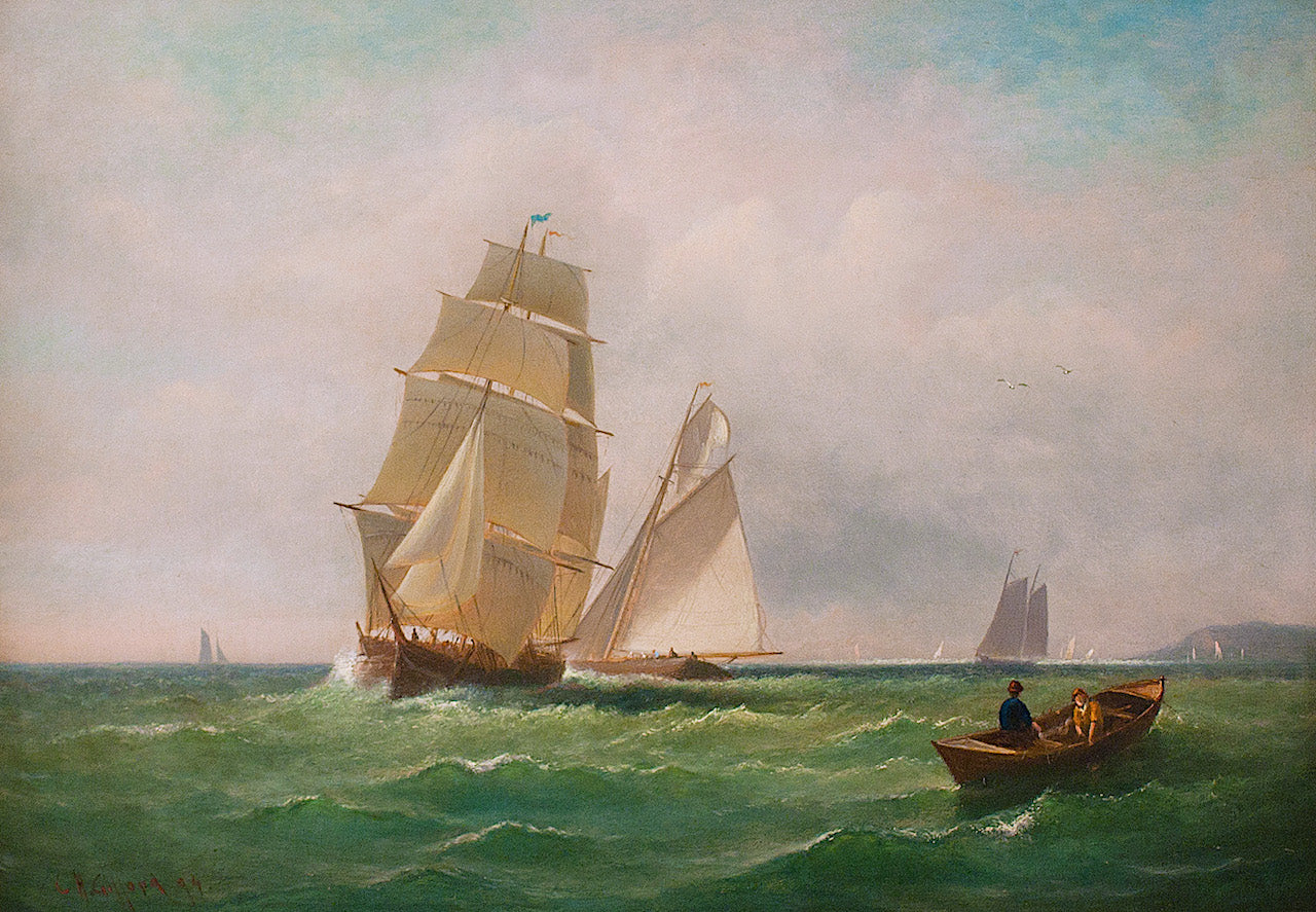 Sailing off the Coast, vintage artwork by Charles Henry Gifford, 12x8" (A4) Poster