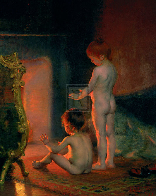 After the Bath, vintage artwork by Paul Peel, 12x8" (A4) Poster