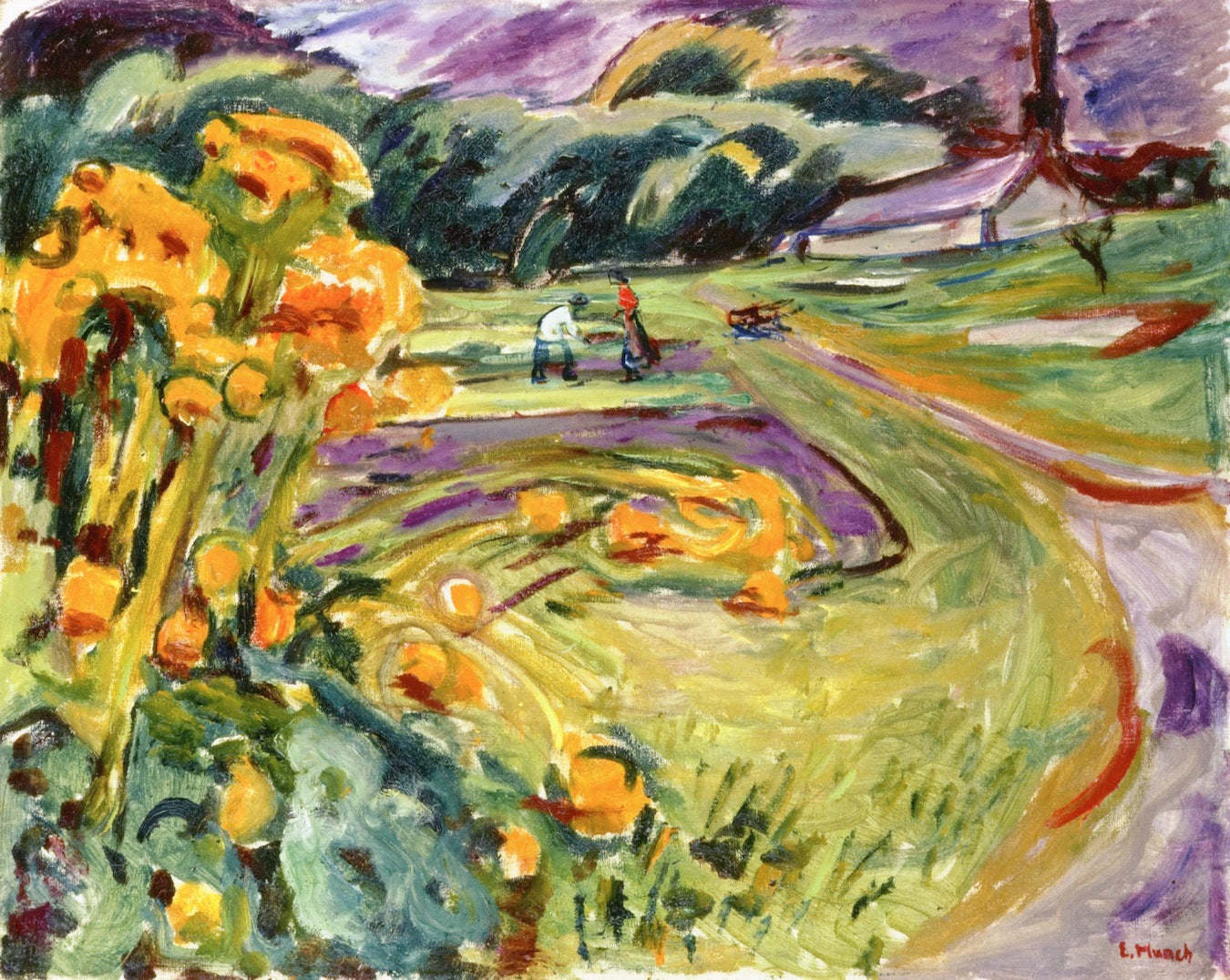 Autumn by  the Greenhouse, vintage artwork by Edvard Munch, 12x8" (A4) Poster
