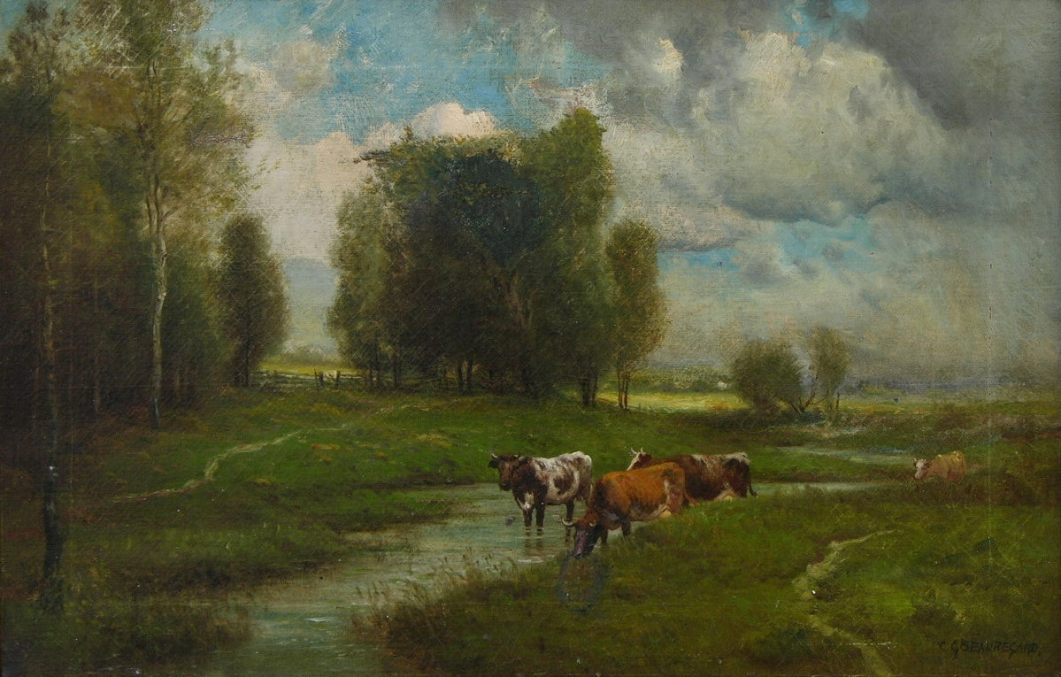 Cows in a stream by Charles Grant Beauregard,A3(16x12")Poster