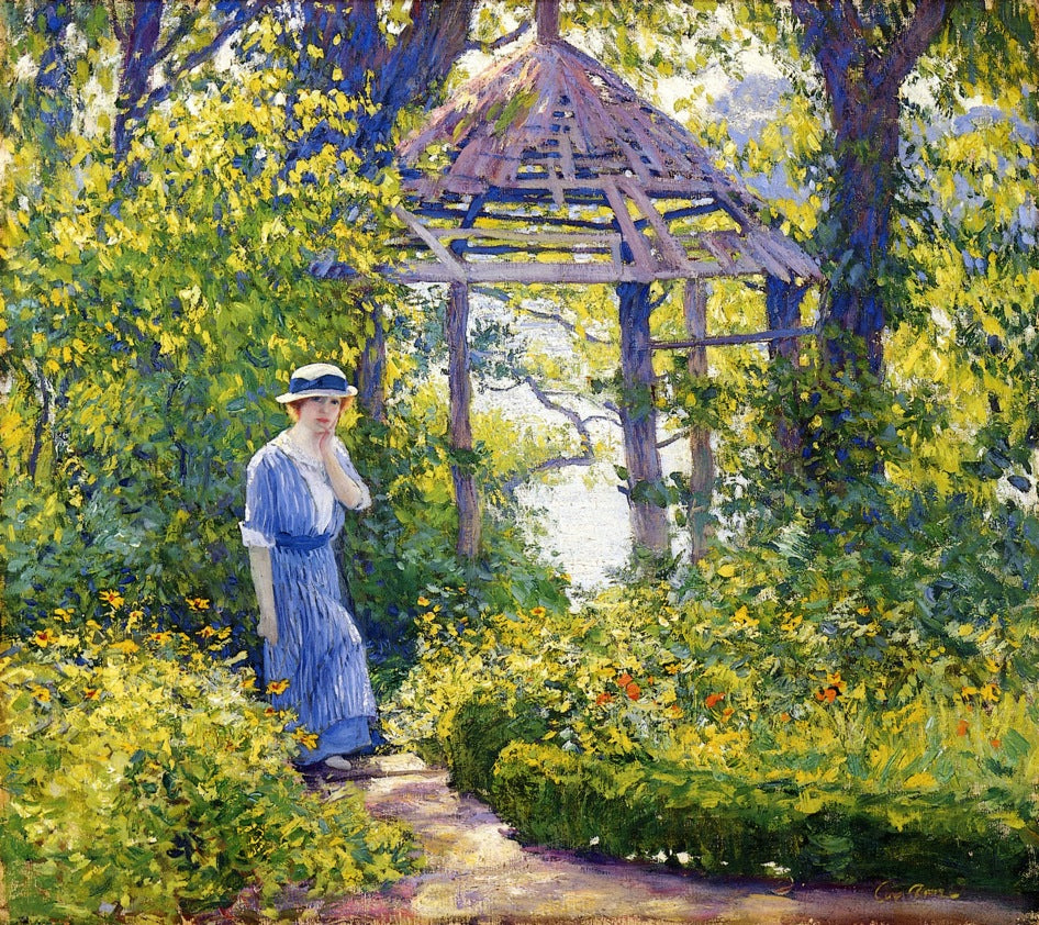 Girl in a Wickford Garden, New England by Guy Orlando Rose,A3(16x12")Poster