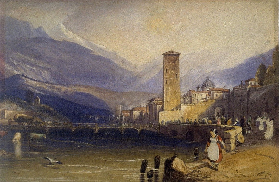 An Italian Lake Town, vintage artwork by Clarkson Frederick Stanfield, A3 (16x12") Poster Print