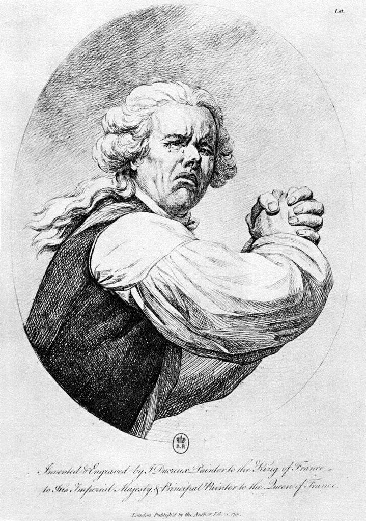 Portrait of desolate artist, vintage artwork by Joseph Ducreux, 12x8" (A4) Poster