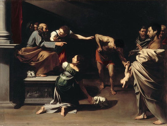 Judgment of salomon, vintage artwork by Jusepe de Ribera, 12x8" (A4) Poster