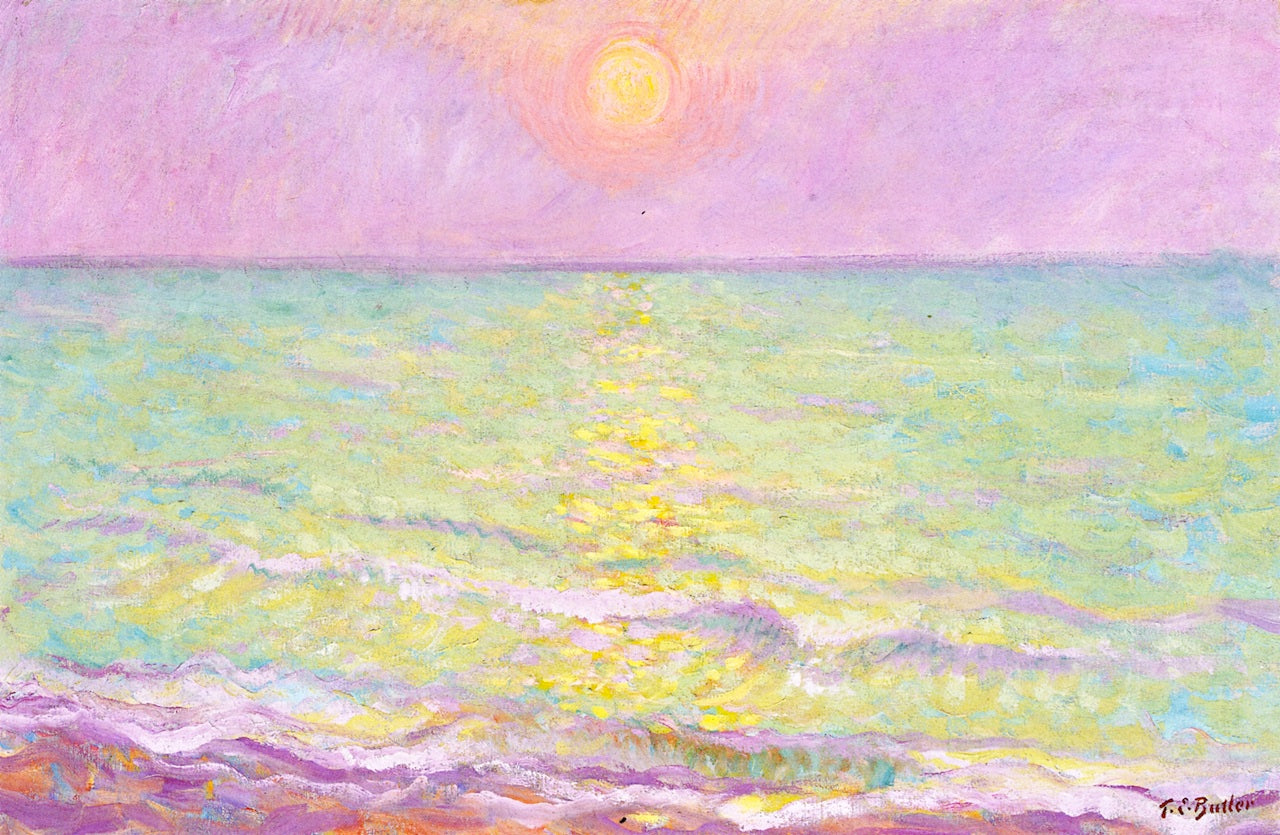 Sunset at Veules-les-Roses, Seine-Mer, vintage artwork by Theodore Earl Butler, 12x8" (A4) Poster