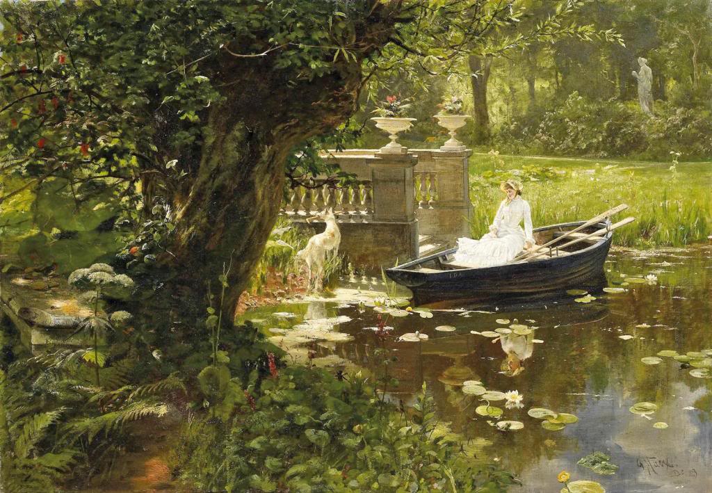 In the Dusseldorf court garden by Gustav Marx,A3(16x12")Poster