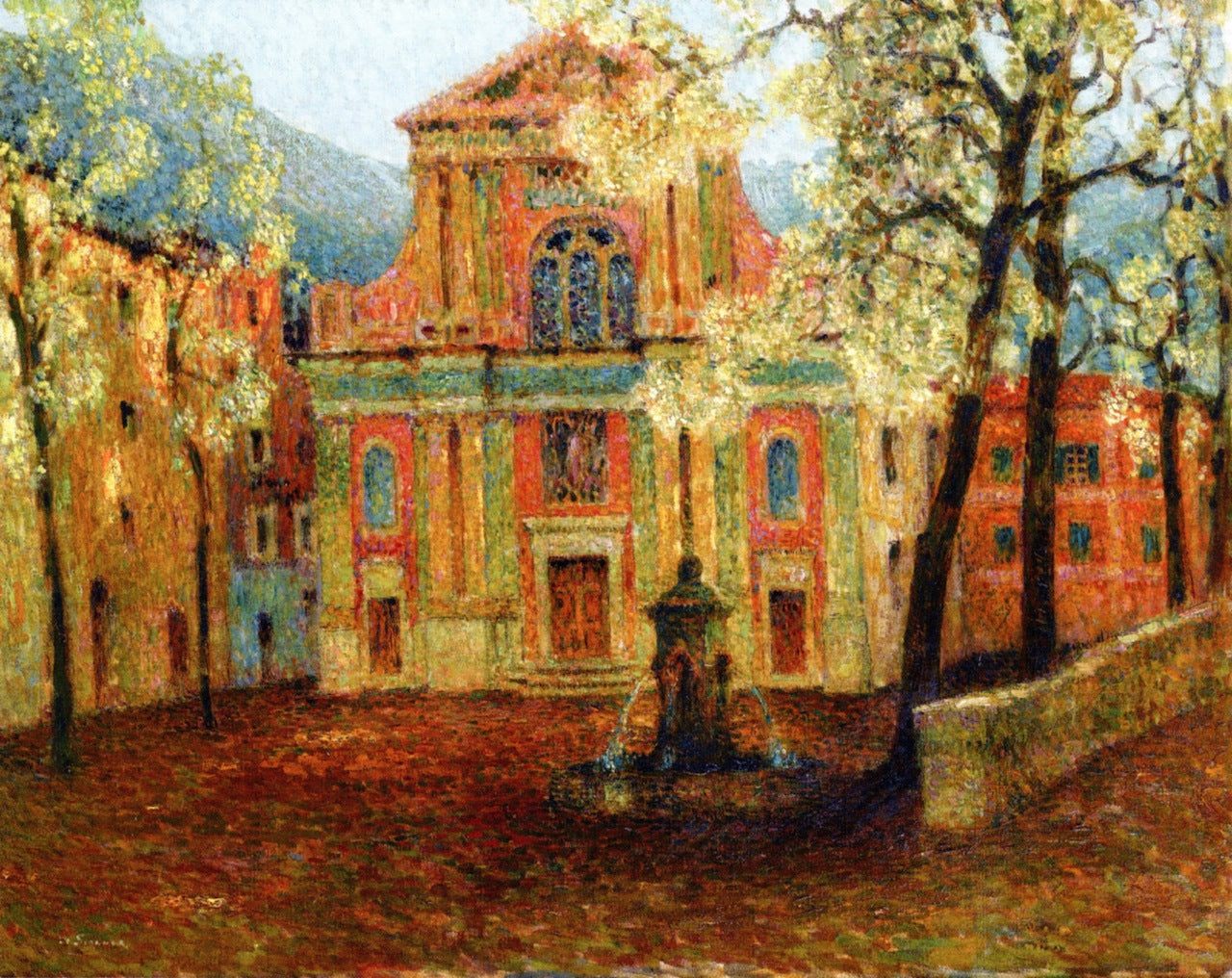 The Church at Dolceacqua by Henri Le Sidaner,A3(16x12")Poster