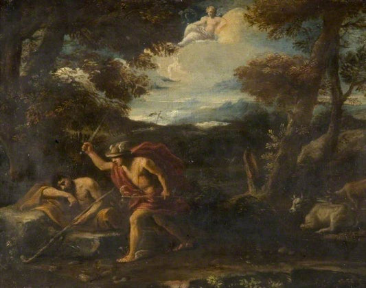 Mercury and Argos, vintage artwork by Pier Francesco Mola, 12x8" (A4) Poster