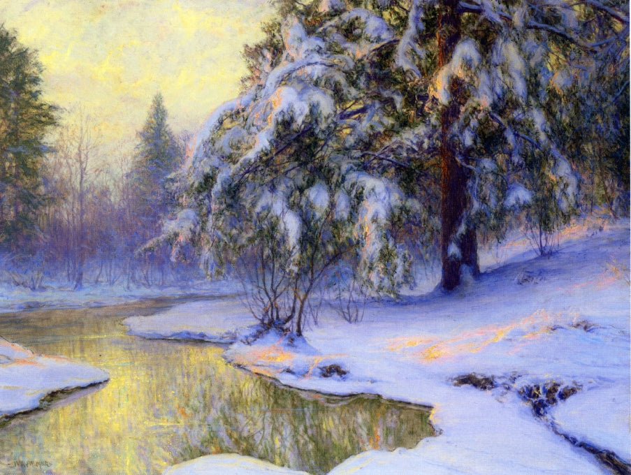 Pine Tree At Sunset, vintage artwork by Walter Launt Palmer, 12x8" (A4) Poster