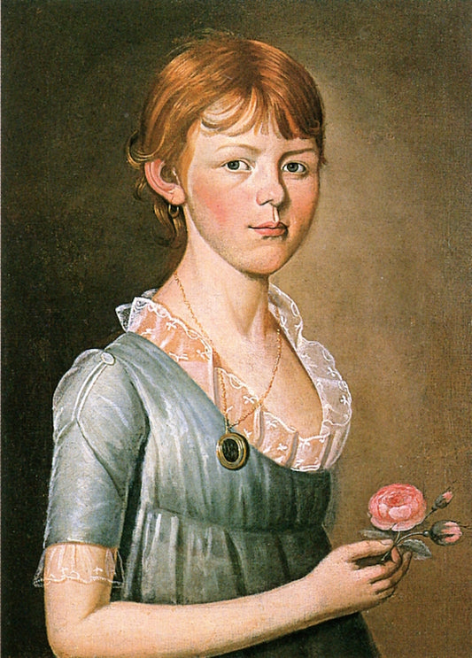 Miss Pike Holding a Rose, vintage artwork by William Jennys, 12x8" (A4) Poster