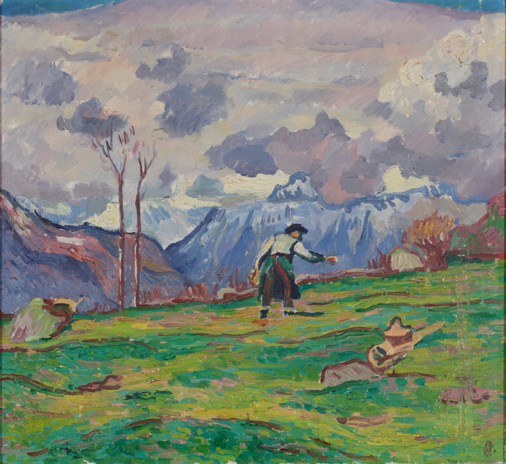 Farmers in the fields near Maloja by Giovanni Giacometti,A3(16x12")Poster
