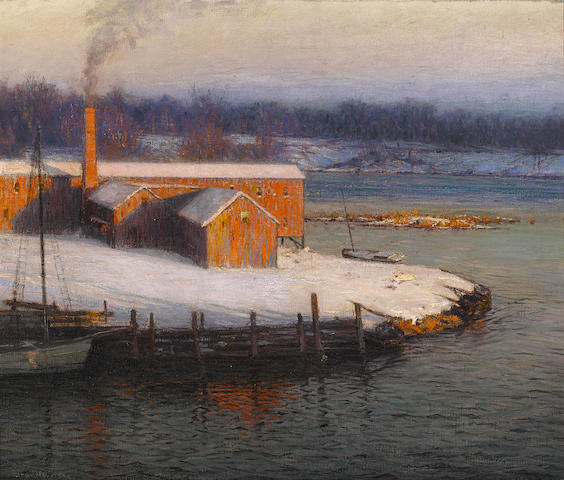 The Red Mill at Cos Cob by Lowell Birge Harrison,A3(16x12")Poster