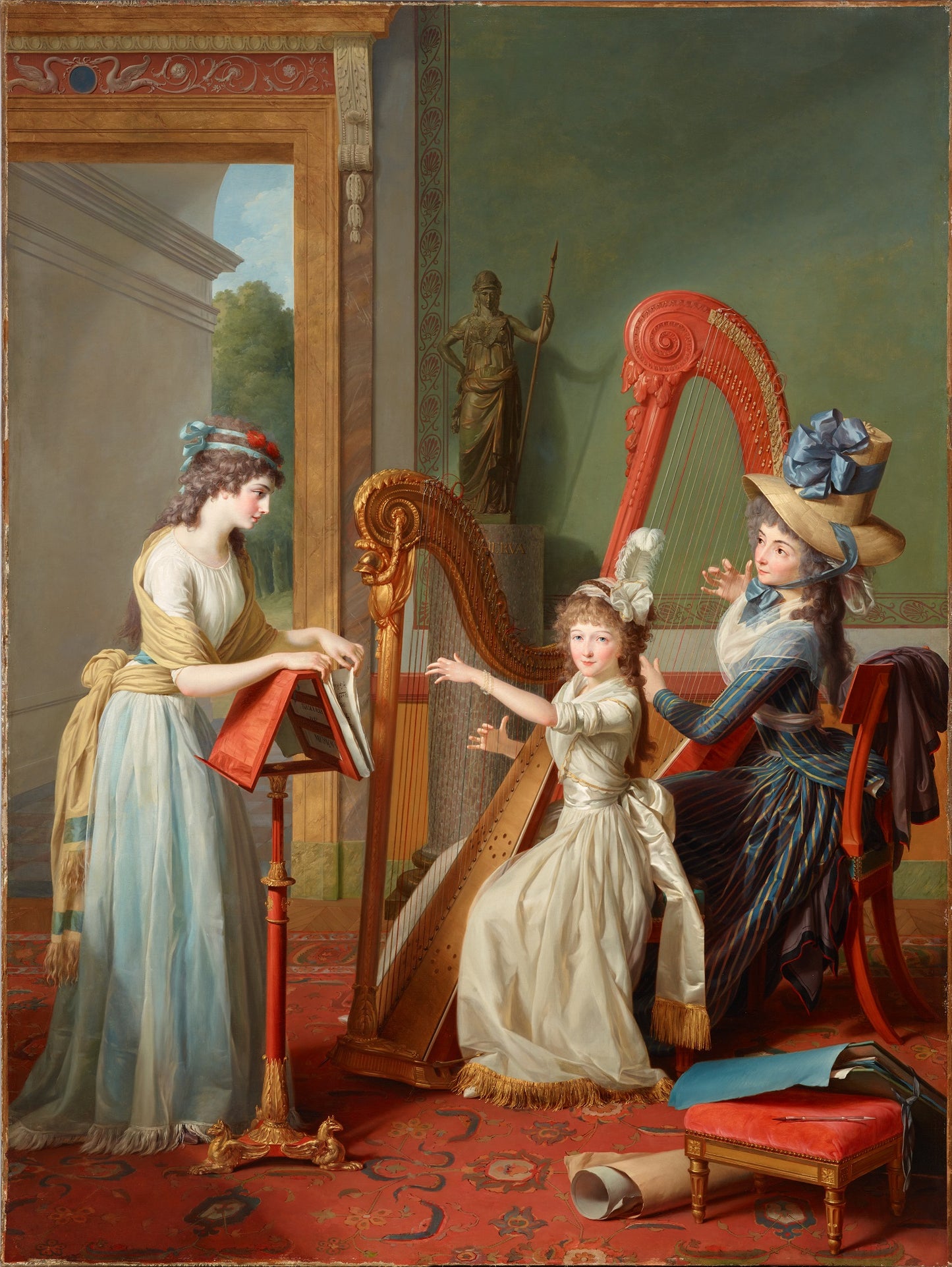 The Harp Player, vintage artwork by Jean Antoine Theodore Giroust, 12x8" (A4) Poster