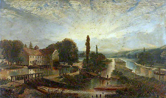 Landscape with a Mill and Canal, vintage artwork by Arthur Lowe, 12x8" (A4) Poster