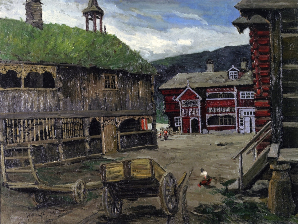 Quiet Town (Norway), vintage artwork by Jonas Lie, 12x8" (A4) Poster