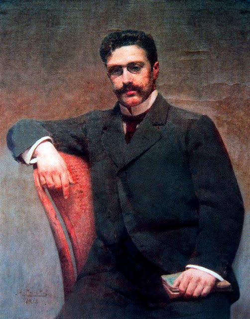 Portrait of Antonio Barandiar, vintage artwork by Alejandro Irureta y Artola, 12x8" (A4) Poster