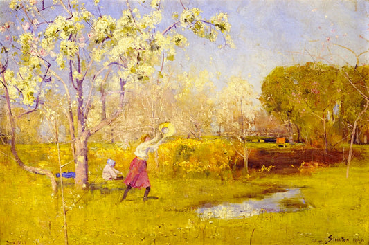 Butterflies and Blossoms, vintage artwork by Sir Arthur Streeton, 12x8" (A4) Poster