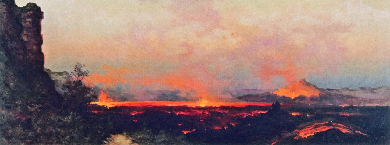 Kilauea at Dusk, vintage artwork by Jules Tavernier, 12x8" (A4) Poster
