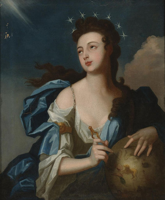 Allegorical Portrait of Urania, Muse of Astronomy, vintage artwork by Louis Tocque, 12x8" (A4) Poster