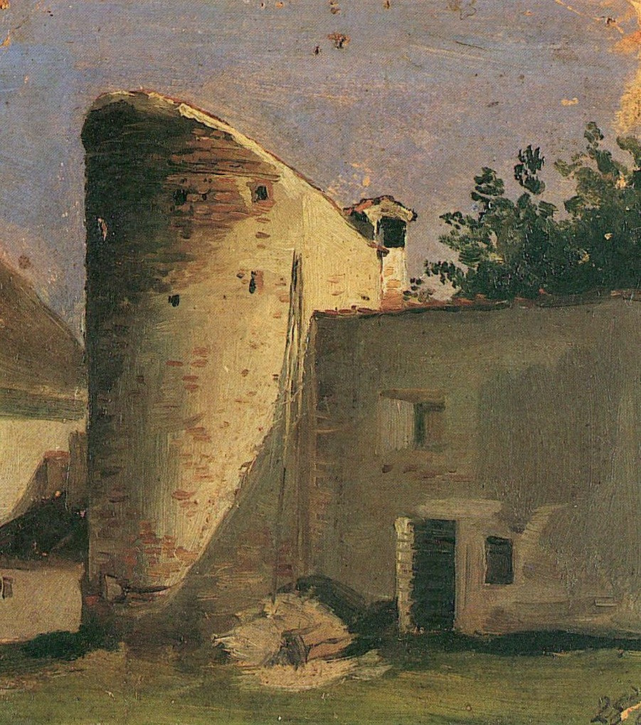 Tower of the City Wall at Parents' House in Schrobenhausen, vintage artwork by Franz von Lenbach, 12x8" (A4) Poster