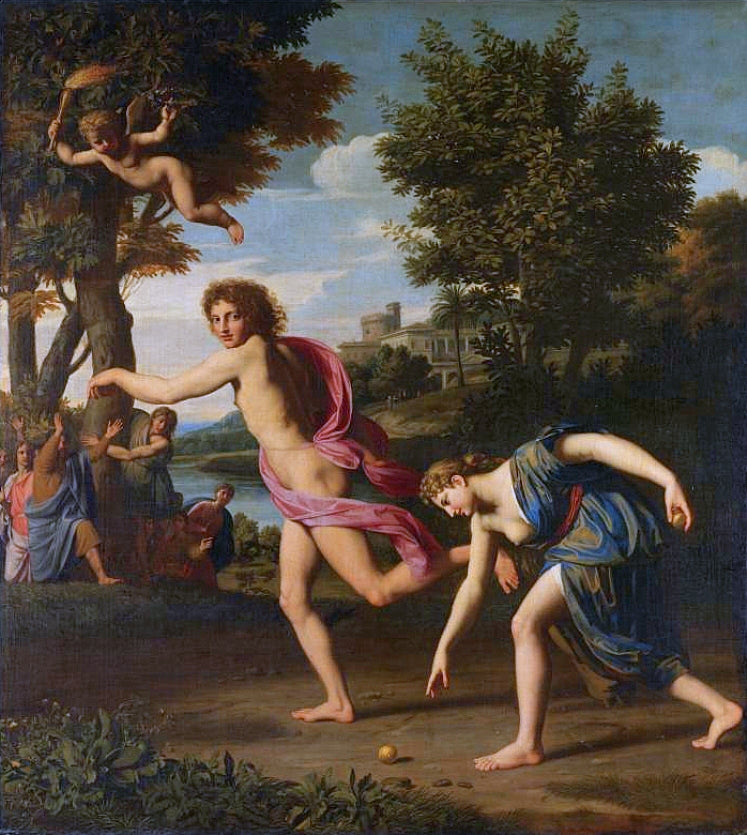 Atalanta and Hippomenes, vintage artwork by Nicolas Colombel, 12x8" (A4) Poster