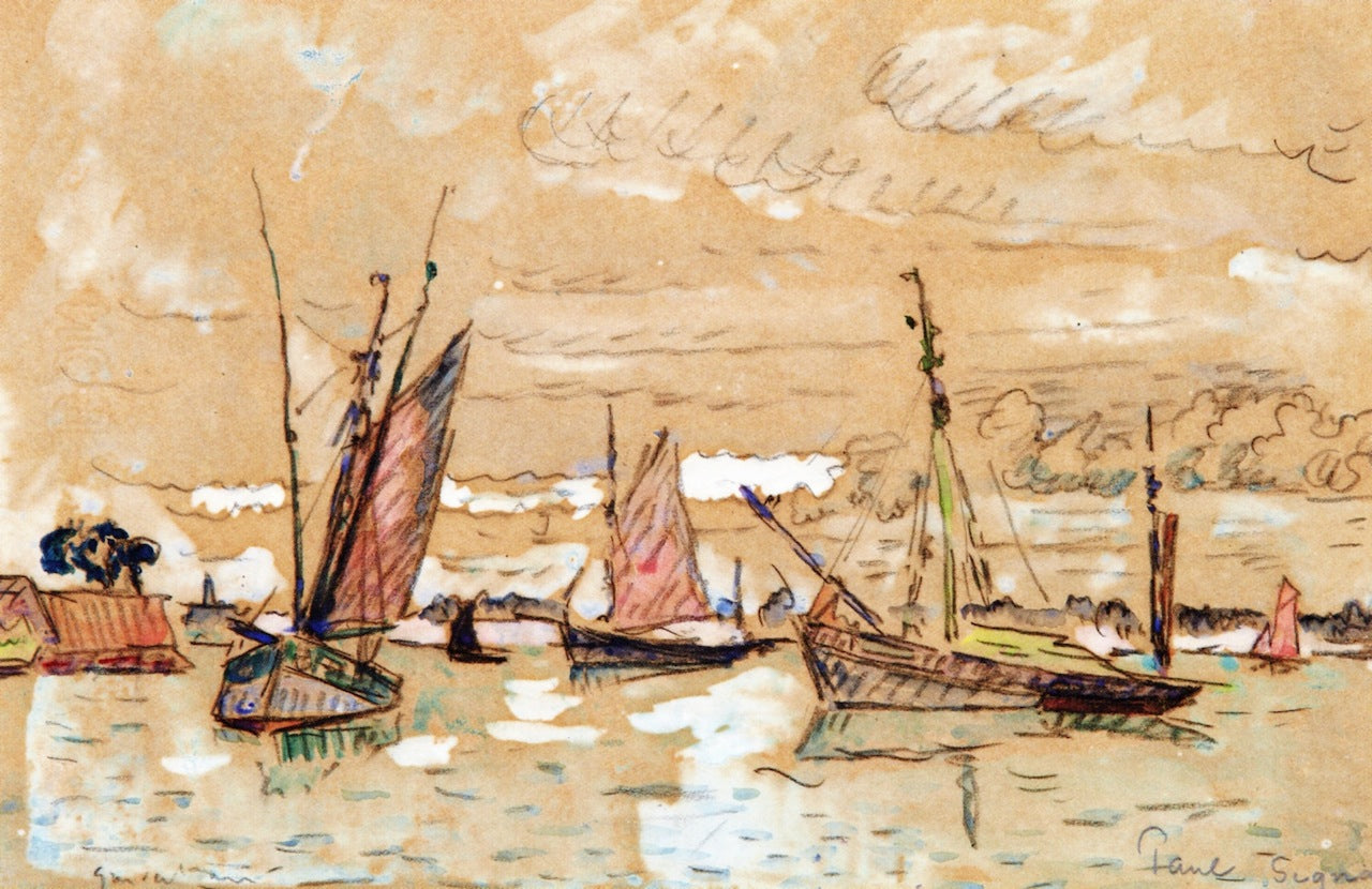 Boats in Honfleur by Paul Signac,A3(16x12")Poster
