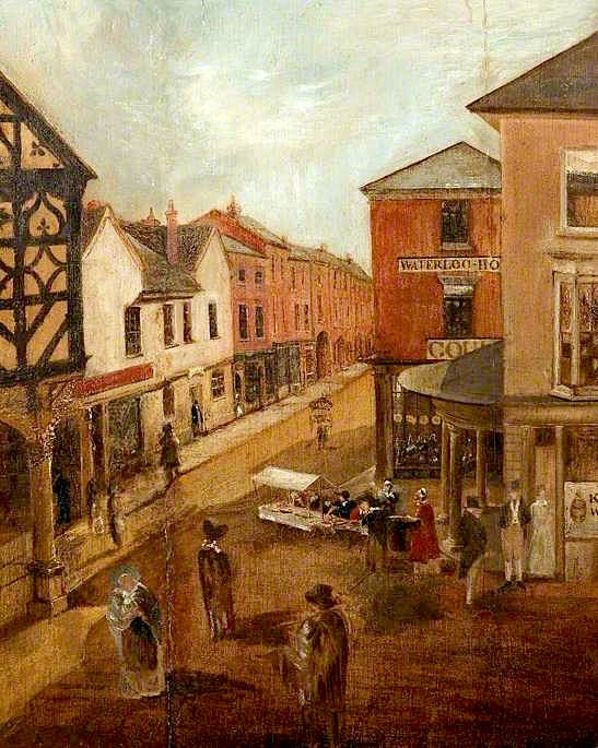 View from No.2 High Street Looking down Church Street, Leominster, vintage artwork by John Scarlett Davis, A3 (16x12") Poster Print
