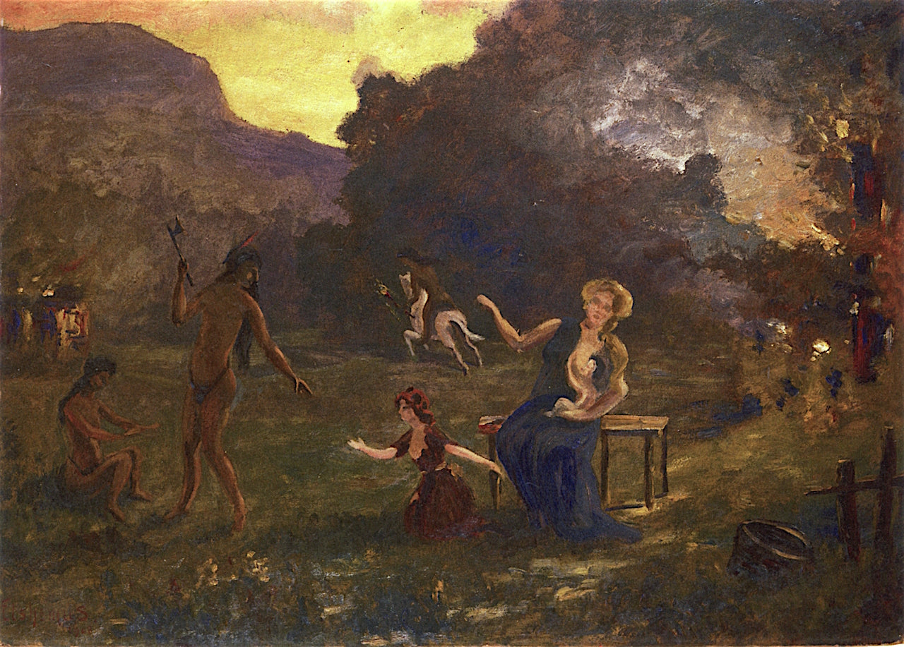 Early American Story, vintage artwork by Louis M. Eilshemius, 12x8" (A4) Poster