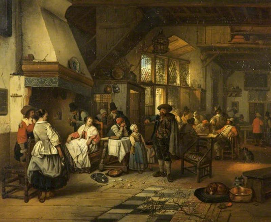 Interior of a Tavern with a Blind Fiddler, vintage artwork by Jan August Hendrik Leys, A3 (16x12") Poster Print