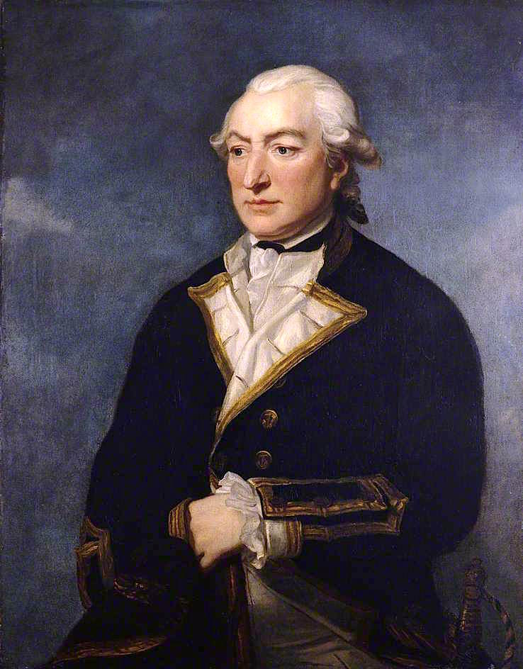 Captain Sir Richard Pearson, vintage artwork by Charles Grignion II, 12x8" (A4) Poster