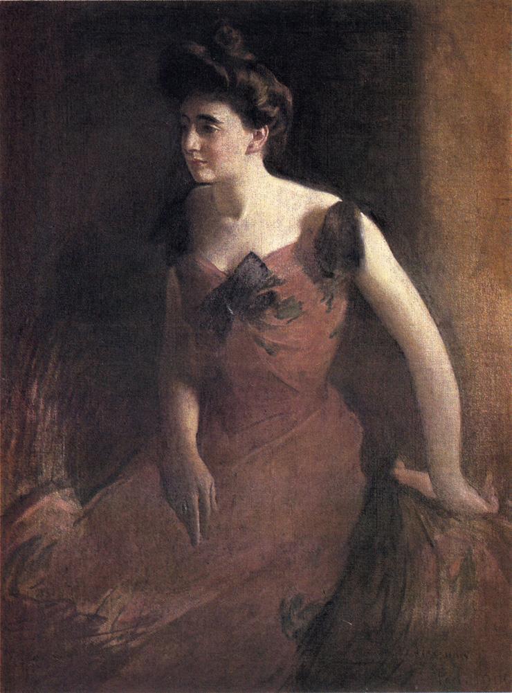 Woman in a Red Dress, vintage artwork by John White Alexander, 12x8" (A4) Poster