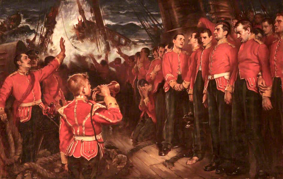 Wreck of the 'Birkenhead' (copy after Thomas Hemy), vintage artwork by Lance Calkin, 12x8" (A4) Poster