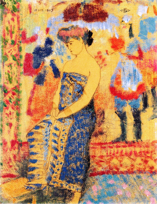 Nude with Draperie, vintage artwork by Georges Lemmen, 12x8" (A4) Poster