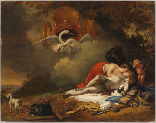Venus Mourning the Death of Adonis, vintage artwork by Bartholomeus Breenbergh, 12x8" (A4) Poster