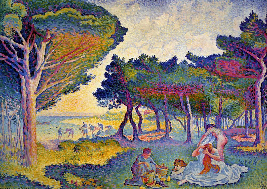by  the Mediterranean, vintage artwork by Henri-Edmond Cross, 12x8" (A4) Poster