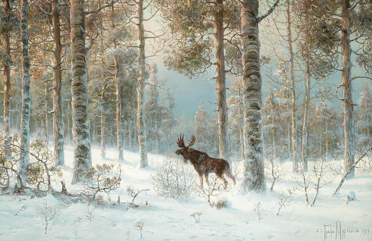 Elk in a Winter Forest by Vladimir Muraviev,A3(16x12")Poster